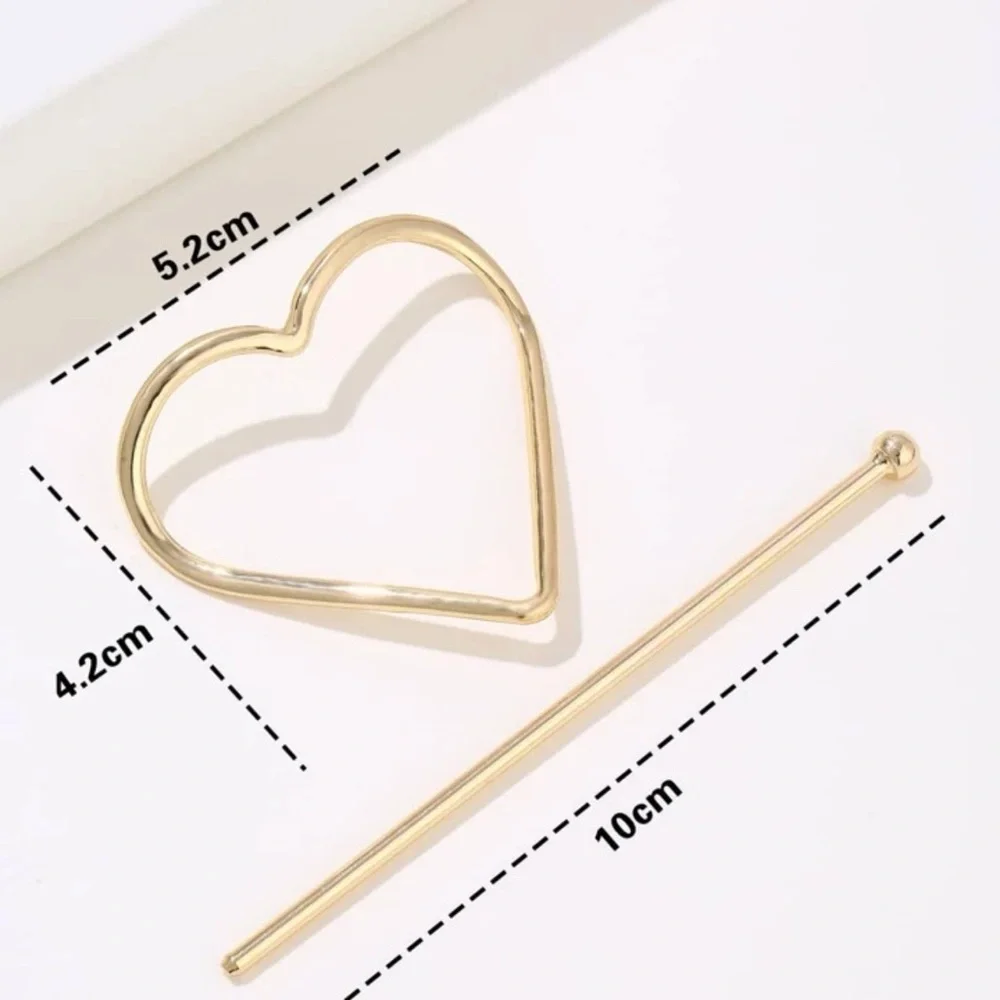 Heart Hairpin gold hair pin clip jewelry accessory barrette tie rose metal gift